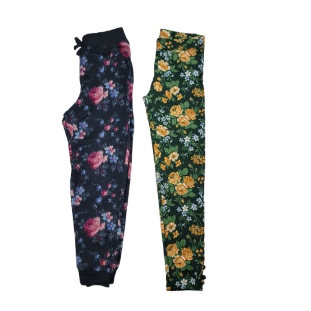 Janie and Jack Girls' Pants Bundle Size 8 Floral Joggers Leggings Set 2 Pair